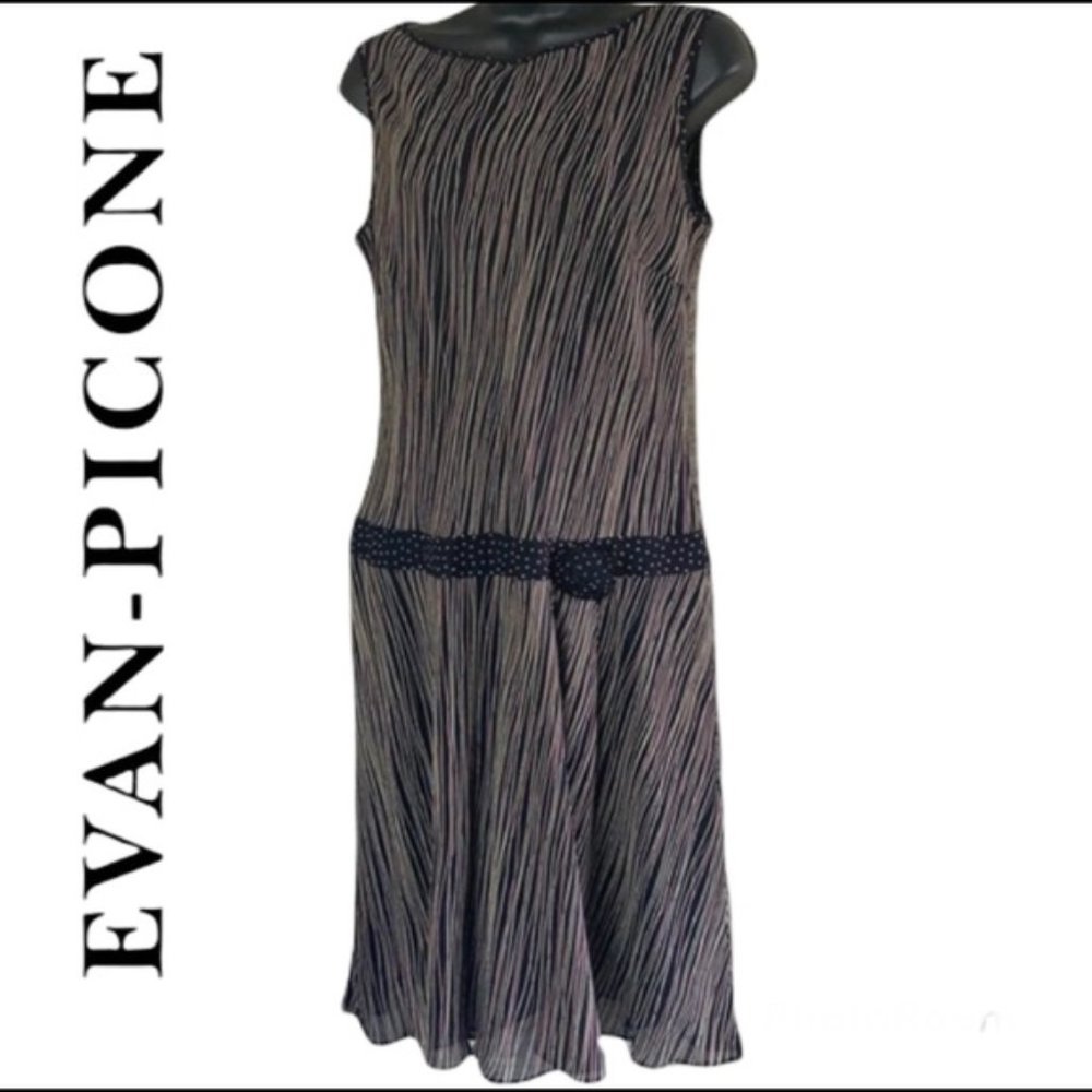 Even-Picone black striped midi length sleeveless dress size 12